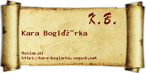 Kara Boglárka névjegykártya