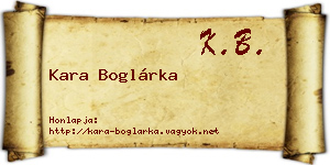 Kara Boglárka névjegykártya